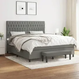 vidaxl-lozko-kontynentalne-z-materacem-ciemnoszara-tkanina-180x200-cm