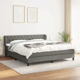 vidaxl-lozko-kontynentalne-z-materacem-ciemnoszara-tkanina-160x200-cm