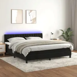 vidaxl-lozko-kontynentalne-z-materacem-i-led-czarny-aksamit-160x200cm