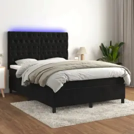 vidaxl-lozko-kontynentalne-z-materacem-i-led-czarny-aksamit-140x200cm