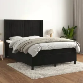 vidaxl-lozko-kontynentalne-z-materacem-czarne-aksamit-140x190-cm