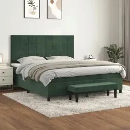 vidaxl-lozko-kontynentalne-z-materacem-ciemnozielone-180x200-cm