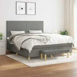 vidaxl-lozko-kontynentalne-z-materacem-ciemnoszara-tkanina-160x200-cm