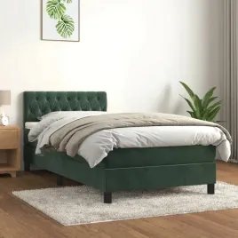vidaxl-lozko-kontynentalne-z-materacem-zielone-aksamit-100x200-cm