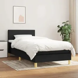 vidaxl-lozko-kontynentalne-z-materacem-czarne-tkanina-90x190-cm