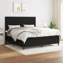vidaxl-lozko-kontynentalne-z-materacem-czarne-tkanina-180x200-cm