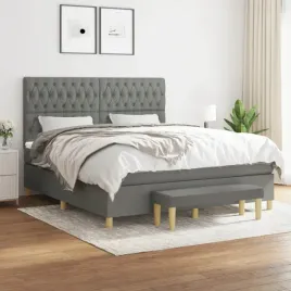 vidaxl-lozko-kontynentalne-z-materacem-ciemnoszara-tkanina-180x200-cm