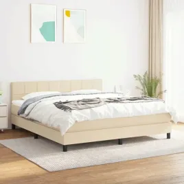 vidaxl-lozko-kontynentalne-z-materacem-kremowe-tkanina-160x200-cm