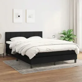 vidaxl-lozko-kontynentalne-z-materacem-czarne-tkanina-140x190-cm