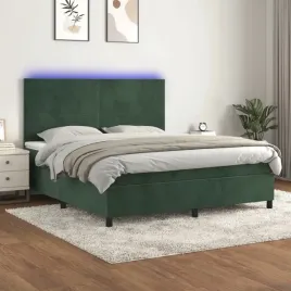 vidaxl-lozko-kontynentalne-z-materacem-i-led-zielony-aksamit-160x200cm