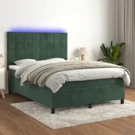 vidaxl-lozko-kontynentalne-z-materacem-i-led-zielony-aksamit-140x200cm