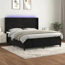 vidaxl-lozko-kontynentalne-z-materacem-i-led-czarny-aksamit-160x200cm
