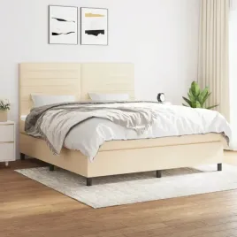 vidaxl-lozko-kontynentalne-z-materacem-kremowe-tkanina-160x200-cm