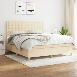 vidaxl-lozko-kontynentalne-z-materacem-kremowe-tkanina-160x200-cm