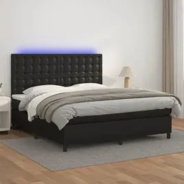 vidaxl-lozko-kontynentalne-z-materacem-i-led-czarna-ekoskora-160x200cm