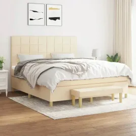 vidaxl-lozko-kontynentalne-z-materacem-kremowe-tkanina-180x200-cm