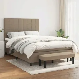 vidaxl-lozko-kontynentalne-z-materacem-taupe-tkanina-140x200-cm