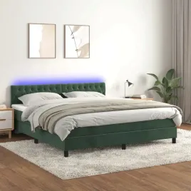 vidaxl-lozko-kontynentalne-z-materacem-i-led-zielony-aksamit-160x200cm