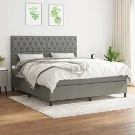 vidaxl-lozko-kontynentalne-z-materacem-ciemnoszara-tkanina-160x200-cm