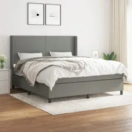 vidaxl-lozko-kontynentalne-z-materacem-ciemnoszara-tkanina-180x200-cm