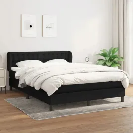 vidaxl-lozko-kontynentalne-z-materacem-czarne-tkanina-140x190-cm