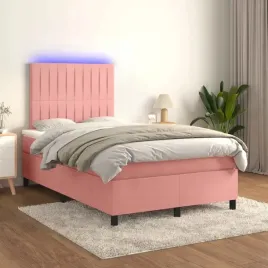 vidaxl-lozko-kontynentalne-z-materacem-i-led-rozowy-aksamit-120x200cm