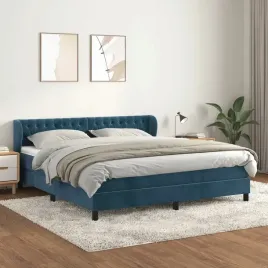 vidaxl-lozko-kontynentalne-z-materacem-ciemnoniebieskie-160x200-cm