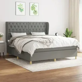 vidaxl-lozko-kontynentalne-z-materacem-ciemnoszara-tkanina-160x200-cm