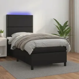 vidaxl-lozko-kontynentalne-z-materacem-i-led-czarna-ekoskora-100x200cm