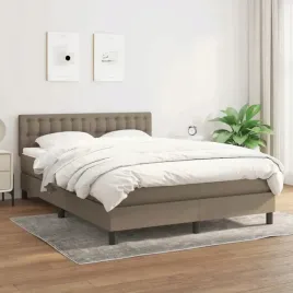 vidaxl-lozko-kontynentalne-z-materacem-taupe-tkanina-140x200-cm