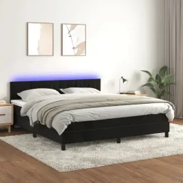 vidaxl-lozko-kontynentalne-z-materacem-i-led-czarny-aksamit-160x200cm