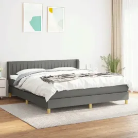 vidaxl-lozko-kontynentalne-z-materacem-ciemnoszara-tkanina-160x200-cm