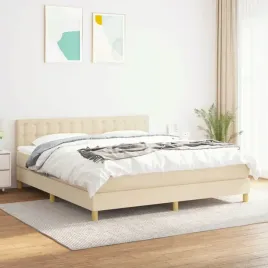 vidaxl-lozko-kontynentalne-z-materacem-kremowe-tkanina-160x200-cm
