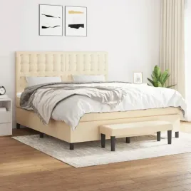 vidaxl-lozko-kontynentalne-z-materacem-kremowe-tkanina-160x200-cm