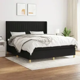 vidaxl-lozko-kontynentalne-z-materacem-czarne-tkanina-160x200-cm