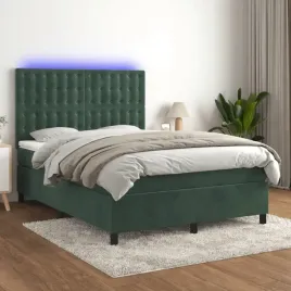 vidaxl-lozko-kontynentalne-z-materacem-i-led-zielony-aksamit-140x200cm