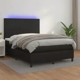 vidaxl-lozko-kontynentalne-materac-i-led-czarna-ekoskora-140x190-cm
