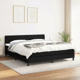 vidaxl-lozko-kontynentalne-z-materacem-czarne-tkanina-160x200-cm