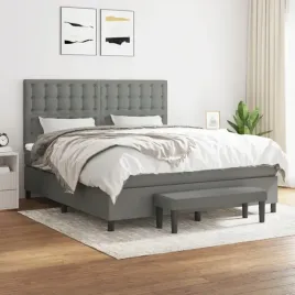 vidaxl-lozko-kontynentalne-z-materacem-ciemnoszara-tkanina-160x200-cm