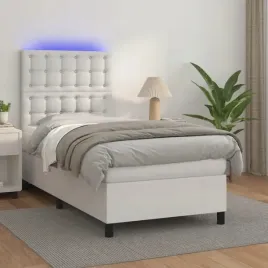 vidaxl-lozko-kontynentalne-z-materacem-i-led-biala-ekoskora-100x200cm