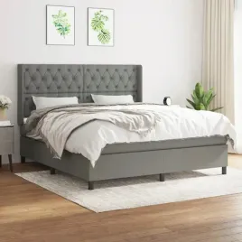 vidaxl-lozko-kontynentalne-z-materacem-ciemnoszara-tkanina-160x200-cm