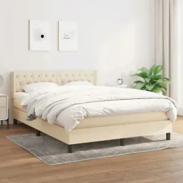 vidaxl-lozko-kontynentalne-z-materacem-kremowe-tkanina-140x200-cm