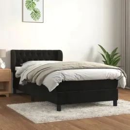 vidaxl-lozko-kontynentalne-z-materacem-czarne-aksamit-100x200-cm