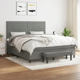 vidaxl-lozko-kontynentalne-z-materacem-ciemnoszara-tkanina-160x200-cm