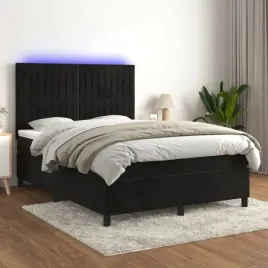 vidaxl-lozko-kontynentalne-z-materacem-i-led-czarny-aksamit-140x190cm