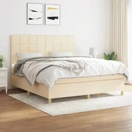 vidaxl-lozko-kontynentalne-z-materacem-kremowe-tkanina-160x200-cm