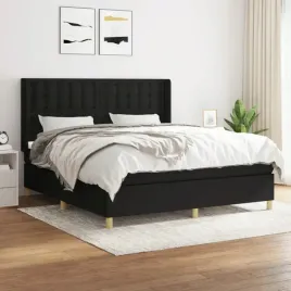 vidaxl-lozko-kontynentalne-z-materacem-czarne-tkanina-160x200-cm