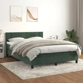vidaxl-lozko-kontynentalne-z-materacem-zielone-aksamit-140x190-cm