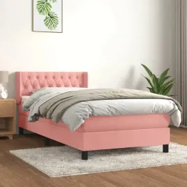 vidaxl-lozko-kontynentalne-z-materacem-rozowe-aksamit-100x200-cm