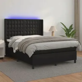 vidaxl-lozko-kontynentalne-z-materacem-i-led-czarna-ekoskora-140x200cm